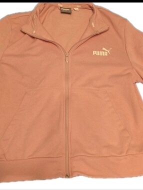 Puma Womens Large Pink Full Zip Jacket Athletic Track Sweatshirt Logo